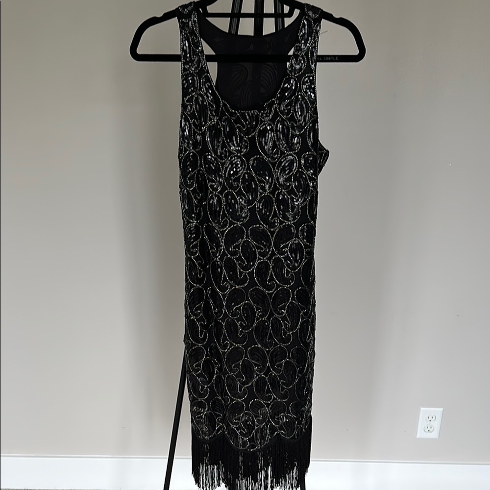 Simple Black and Silver Midi Dress
